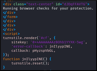 HTML and Javascript related to turnstile