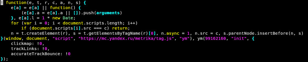 Yandex tag