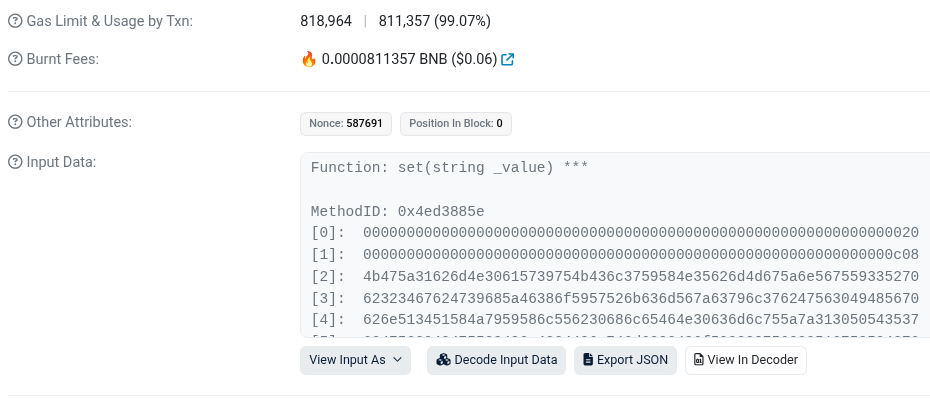 Main contract input data