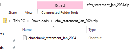Windows Explorer opening the ZIP file