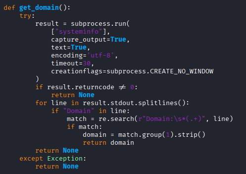 Screenshot of get_domain function