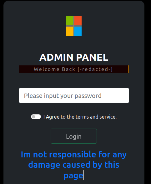 Admin panel login